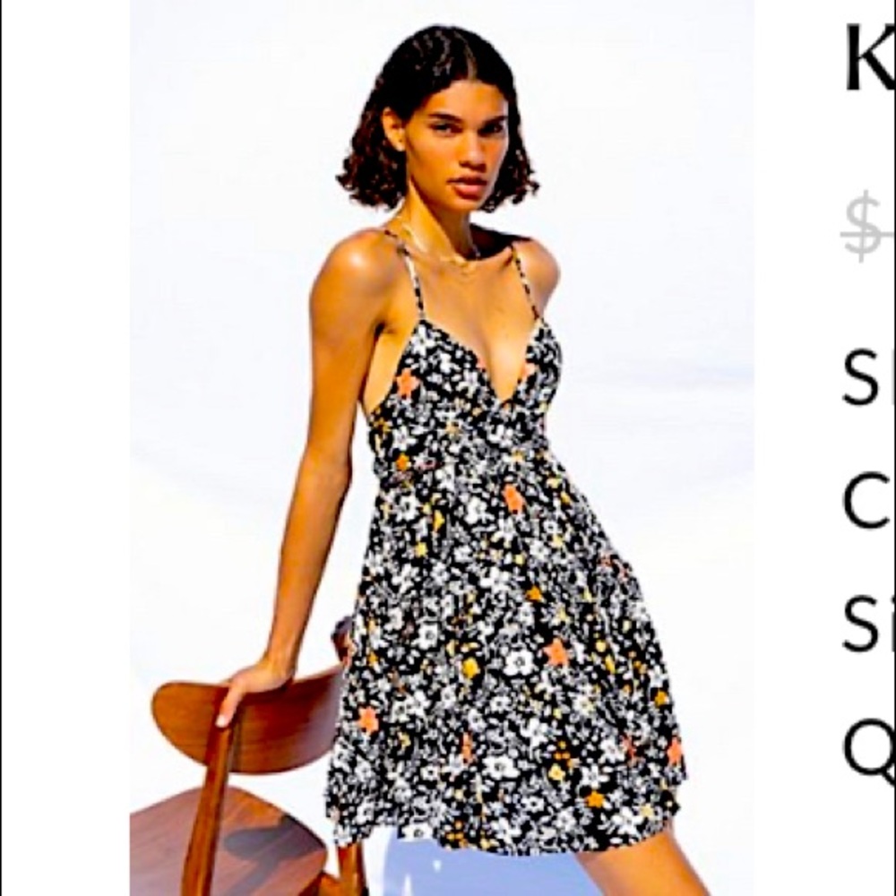 Free People Kaley Mini Dress in Black Combo NWT